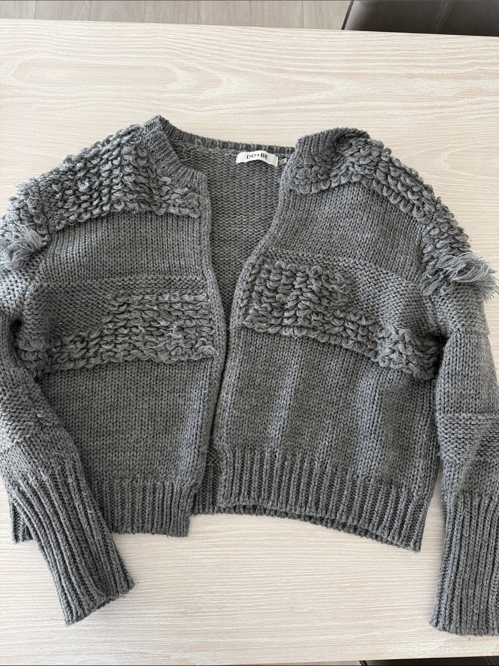 DO+BE Charcoal Gray Textured Open-Front Cardigan
